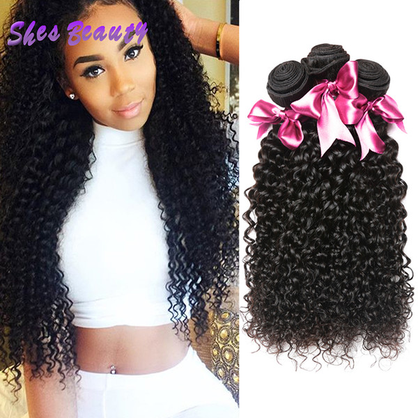 Shesbeauty Brazilian Curly Hair Weave 3 Bundles 100% Brazilian Remy Human Hair Extensions Curly Hair Weave Bundles Natural Color 100g/pc