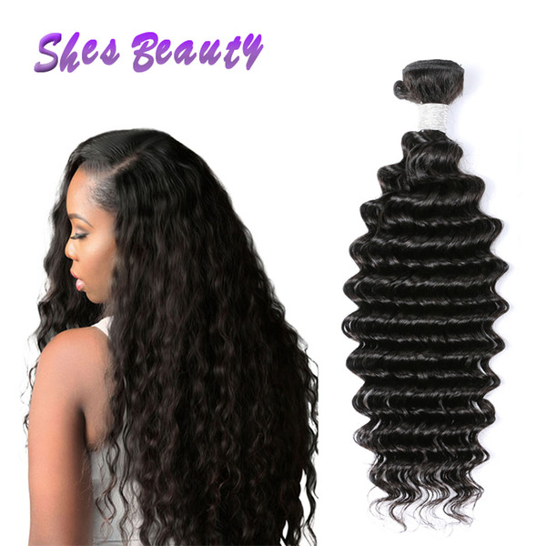 Shesbeauty Deep Wave Human Hair 3 Bundles 100% Unprocessed Malaysian Brazilian Peruvian Indian Virgin Hair Remy Hair Bundles Natural Color