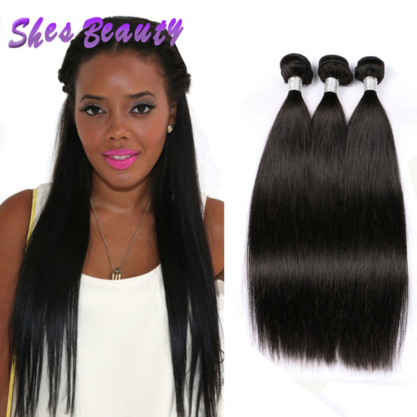 Shesbeauty Brazilian Straight Human Hair Weave 3 Bundles Straight Remy Hair 100% Brazilian Remy Hair Bundles Natural Color Brazilian Weave