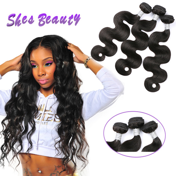 Shesbeauty Remy Human Hair 3 Bundles Body Wave Hair Weave Wholesale Malaysian Brazilian Indian Peruvian Virgin Hair Bundles Natural Color