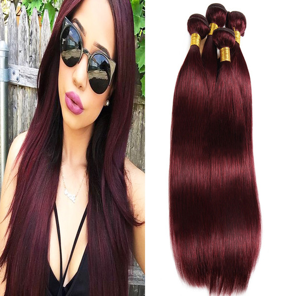 Human Hair Bundles Pure Burgundy 100G Per Package 14-24inch Brazilian Virgin Hair 100% Human Hair Weaves Extensions