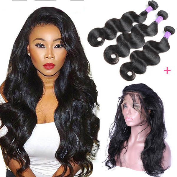 Cheap 360 Lace Frontal with Bundles 8A Brazilian Virgin Hair Body Wave Lace Frontal with Bundles Unprocessed Body Wave Hair Weaves Products