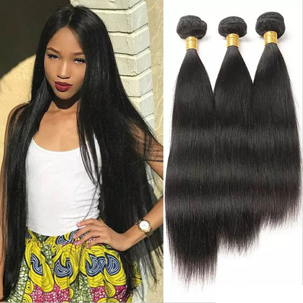 Fairgreat Straight Hair Bundles BrazilianWeave Bundles 100% Human Hair Bundles Natural Color Non Remy Hair Weave 3 Pieces