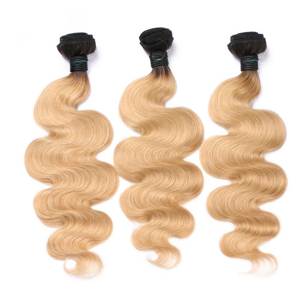 Ombre Dark Blonde Color Human Hair Bundles Weave T1B/27# Hair Bundles Brazilian Body Wave Remy Human Hair Weft 