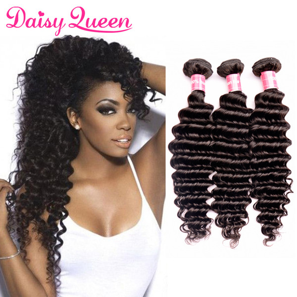 8A Brazilian Deep Wave Virgin Human Hair Bundles Curly Weave Weft Unprocessed Peruvian Malaysian Indian Virgin Deep Curly Hair Extensions