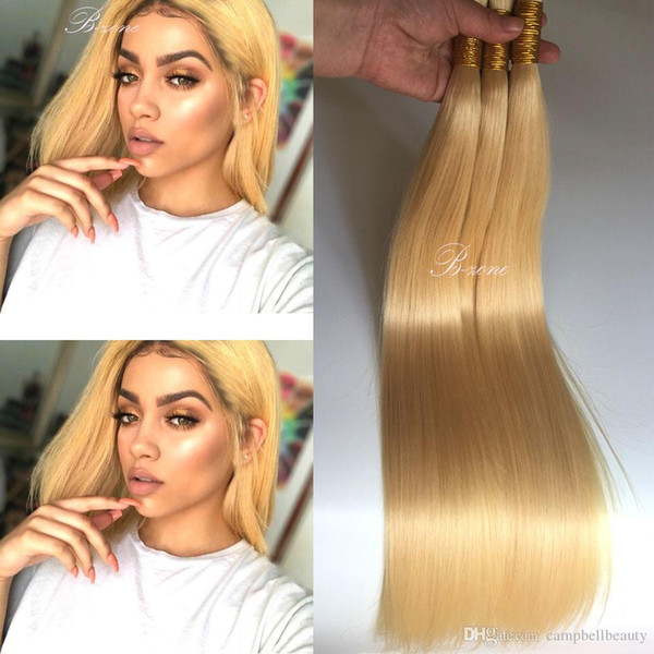 613 Blonde Remy Hair Straight human hair weave 10-30inch, 100g/Bundle, 8A Blonde Human Hair bundles