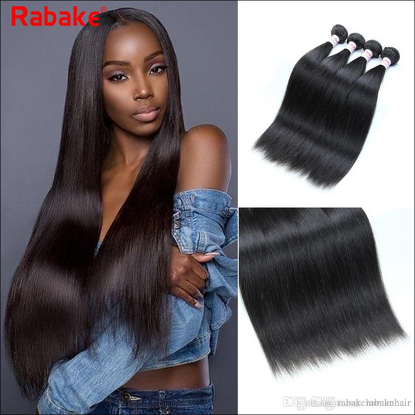 Rabake Brazilian Straight Remy Human Hair Bundles Raw Indian Peruvian Malaysian Mongolian Hair Extensions 8-28 inch Cuticle Aligned Hair