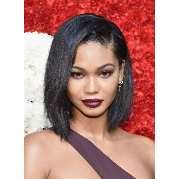 Bob Wig Indian Virgin Hair Yaki Straight Glueless Short Bob Wig Full Lace Human Hair Wigs 130% Density