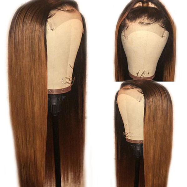 Straight 360 Lace Frontal Human Hair Wigs With Baby Hair Ombre Remy Hair Pre Plucked Brazilian Full Lace Front Wigs