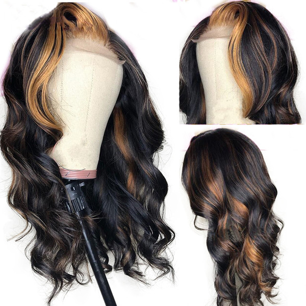 Highlight Color Full Lace Human Hair Wigs With Baby Hair Brazilian Remy Hair 13*6 Lace Front Wig