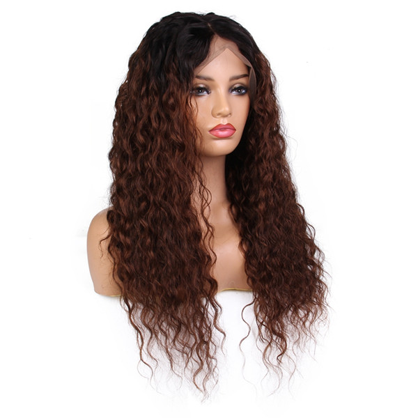 Curly Wig Full Lace Wig Pre Plucked With Baby Hair Ombre Color Brazilian Lace Front Human Hair Wigs