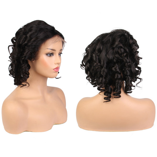 LIN MAN Glueless Lace Front Wigs with Baby Hair Loose Wave Malaysian Remy Human Hair Pre-Plucked Hairline Side Part