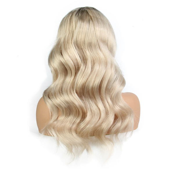 LIN MAN Body Wave Human Hair Wigs Bleached Knots Full Lace Wigs Brazilian Medium Size Swiss Lace Cap Lace Front Wigs