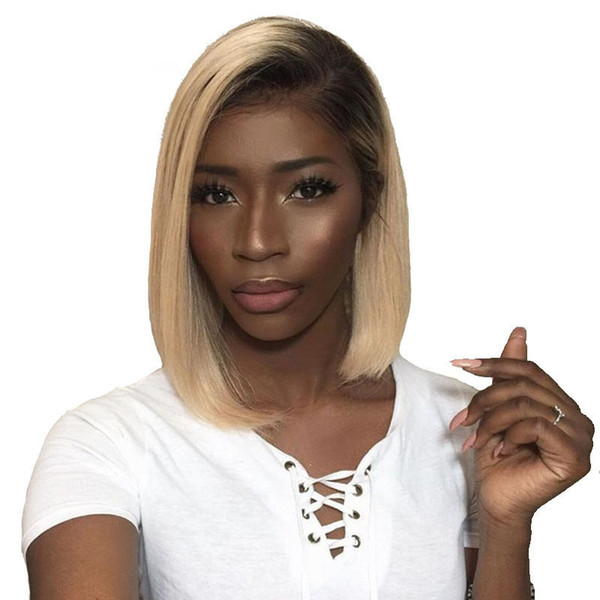 1B 613 Ombre Blonde Lace Front Wigs For Women With Baby Hair Remy Straight Human Hair Wigs Bleached Knots