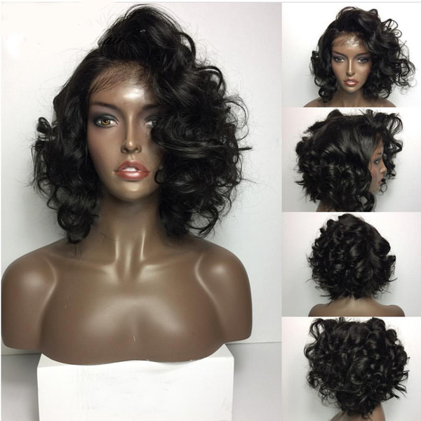 LIN MAN Human Hair Loose Wave 100% Real Hair Malaysian Hair Glueless Front Lace Wigs for women 130 Density Natural Color