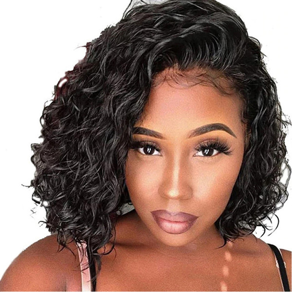 LIN MAN 130 density Lace Front Human Hair Wigs With Baby Hair Pre Plucked Hairline Brazilian Remy Curly Lace Wig