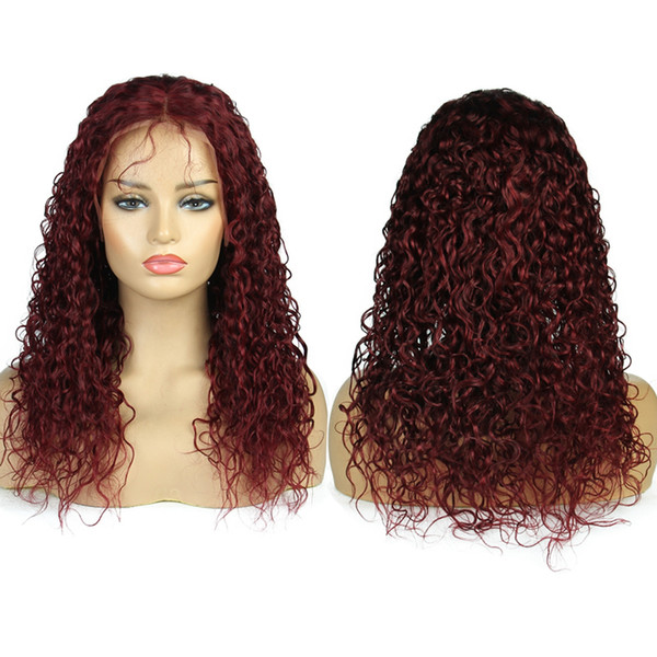 Glueless Burgundy Wig 13X6 Lace Front Human Hair Wigs Remy Hair Brazilian Curly 360 Lace Frontal Wig With Baby Hair