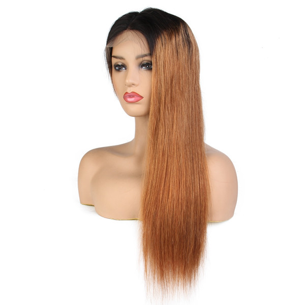 LIN MAN Ombre Lace front Human Hair Wig Remy Brazilian Hair 130% Density Ombre Color Human Hair Wig