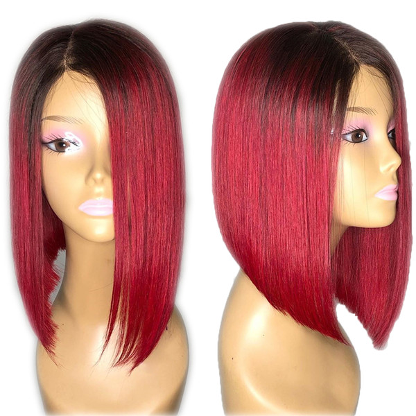 1B Red Short BOB Lace Front Human Hair Wig 13X6 Deep Part Preplucked Brazilian Remy Full Lace Wigs For Black Women 150% Density