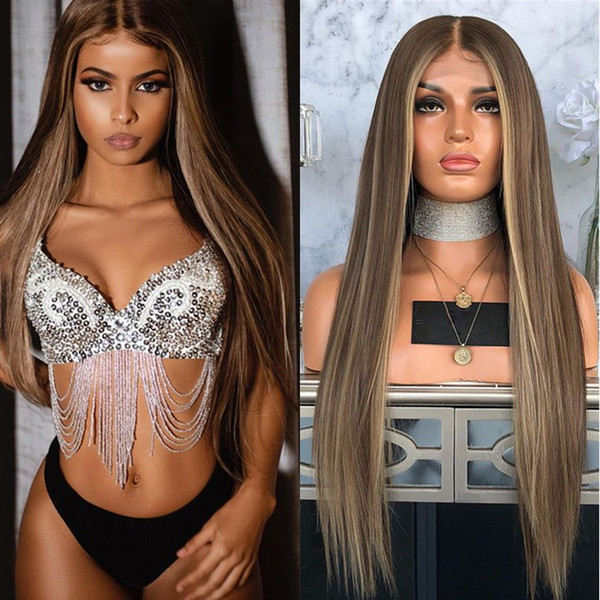 highlight Color Lace Front Human Hair Wigs With Baby Hair Straight Brazilian Remy Full Lace Human Hair Wigs Pre-Plucked Hairline