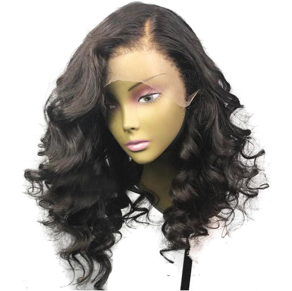 LIN MAN Lace Front Wig Human Hair Wigs with Baby Hair Glueless Short Wigs Loose Wave Peruvian Remy Hair Pre-Plucked Hairline