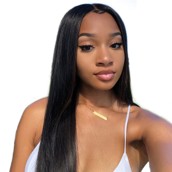 13X6 Lace Front Human Hair Wigs With Baby Hair Pre Plucked Silky Straight Remy Brazilian Natural Black Hair For Women