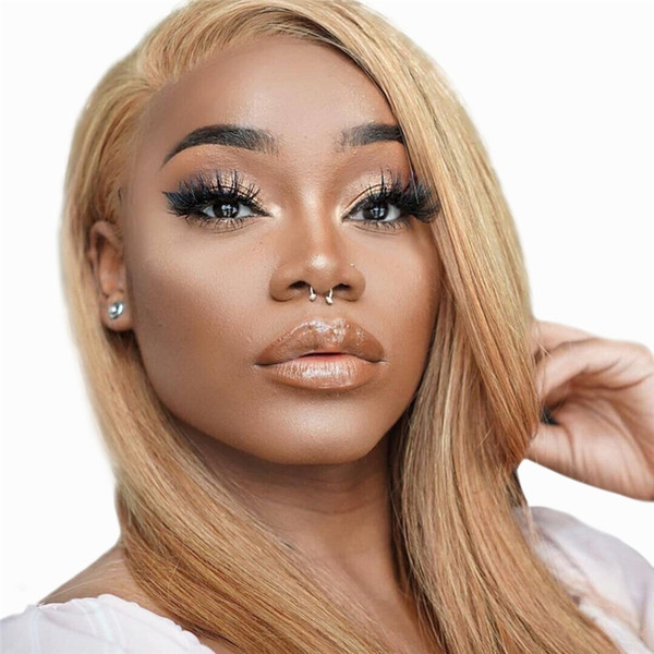 13*6 Lace Front Blonde Wig Pre Plucked hairline Brazilian Straight Remy Hair Honey Blonde Full Lace Wigs with Baby Hair