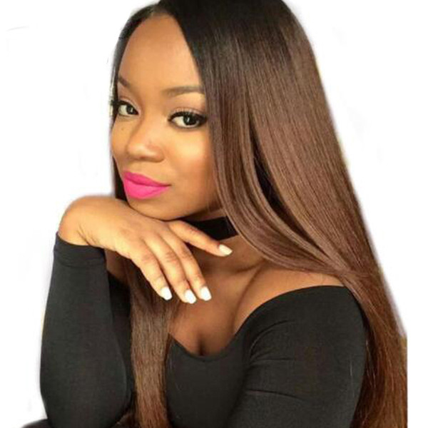 Ombre Color Lace Front Human Hair Wigs With Baby Hair Straight Brazilian Remy Hair Wigs Pre Plucked Hairline Full Lace Wig
