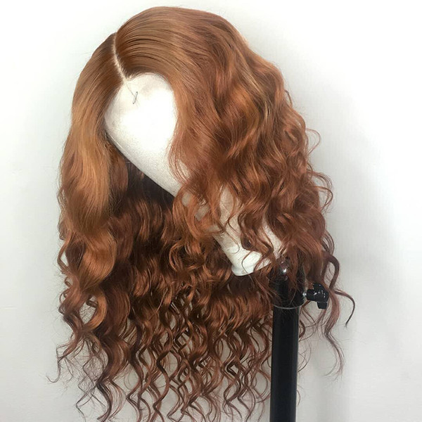 Curly Wig Remy Brazilian Lace Front Human Hair Wigs Ombre Color #4 Blonde Color Full Lace Wig With Baby Hair