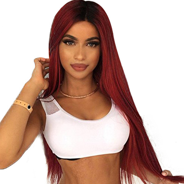 1B/99J Burgundy Lace Frontal Wigs With Baby Hair 8-24 Inch Straight Remy Hair Glueless Brazilian Full Lace Human Hair Wigs