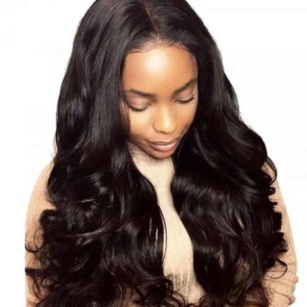 Full Lace Wigs Natural Body Wave Brazilian Remy Human Hair Pre Plucked Hairline For Black Women