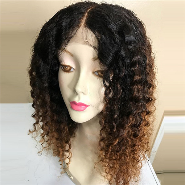 Ombre Color 13x6 Lace Front Wig Remy Brazilian Curly Wig PrePlucked 150% 180% Density Full Lace Human Hair Wigs With Baby Hair