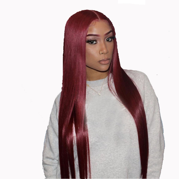 99J Straight Pre Plucked Lace Front Human Hair Wigs With Baby Hair Remy Hair Glueless Brazilian Full Lace Wigs