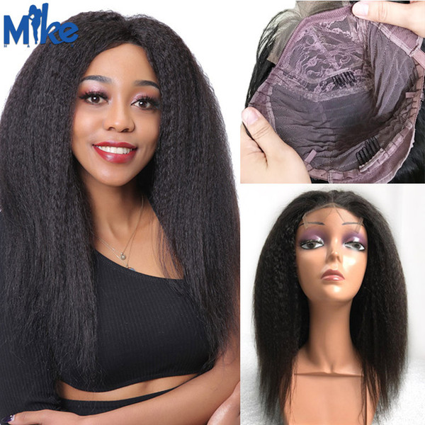 4x4 lace closure wig Natural color Kinky Straight Brazilian Human Hair Wigs 150% Density eye to eye Closure Wig Human Hair 