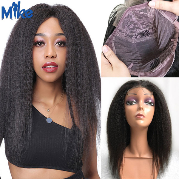 kinky straight Human Hair Wig 4x4 Closure Wig Brazilian Remy Hair Wigs For Black Women 150% Density Lace Wig 8-22 Inch