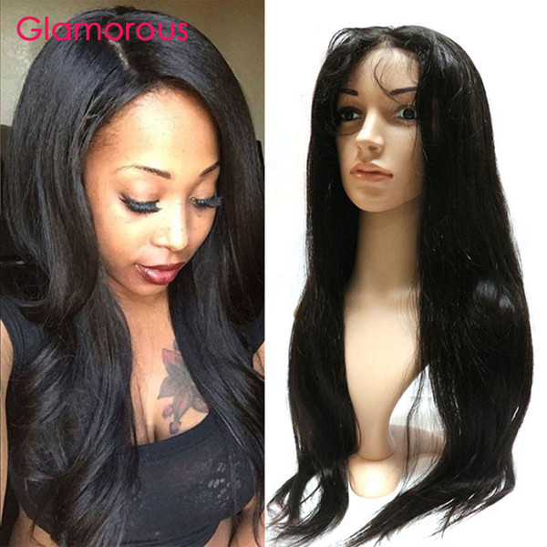 Glamorous Human Hair Full Lace Wig Brazilian Body Wave Straight 18 20 22 24 26 28 30inches Silk Top Lace Front Hair Wigs