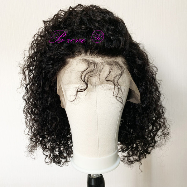 Spanish curly Human Hair Wigs For Women Brazilian 13x4 Bob Lace Front Wigs Pre Plucked With Baby Hair Curly 150% Black lace wig