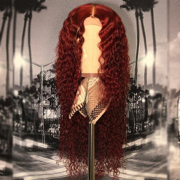 99j Colored Brazilian Curly Human Hair Wig 13x6 Lace Frontal wig Preplucked With Baby Hair Burgundy Full Lace Wig Remy