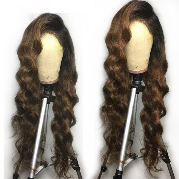 Brazilian Deep Wave Lace Front Human Hair Wigs with Baby Hair Ombre Color Remy Hair Glueless Wigs Pre-Plucked Hairline Lace Front Wigs