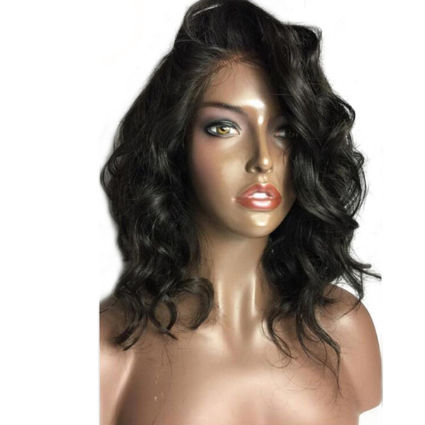 LIN MAN Brazilian Human Hair Lace Front Wigs 130% Density Remy Bob Wig With Baby Hair 