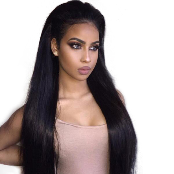 LIN MAN 130% Density Lace Front Human Hair Wigs Brazilian Remy Hair Silky Straight With Baby Hair