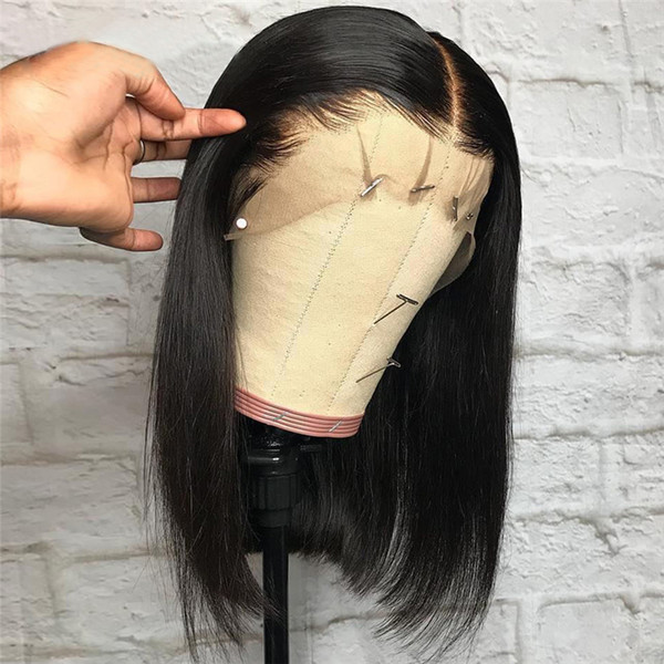 Short Bob Wigs Brazilian Remy Hair Can Be Dyed 13X6 Lace Front Human Hair Wigs Pre-Plucked Bleached Knots For Woman