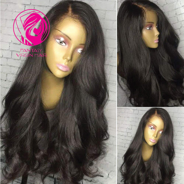 Fantasy 13x6 Lace Front Wigs Deep Side Parting Pre Plucked natural hairline with baby hairs Human Remy Wavy Hair Lace Front Wig