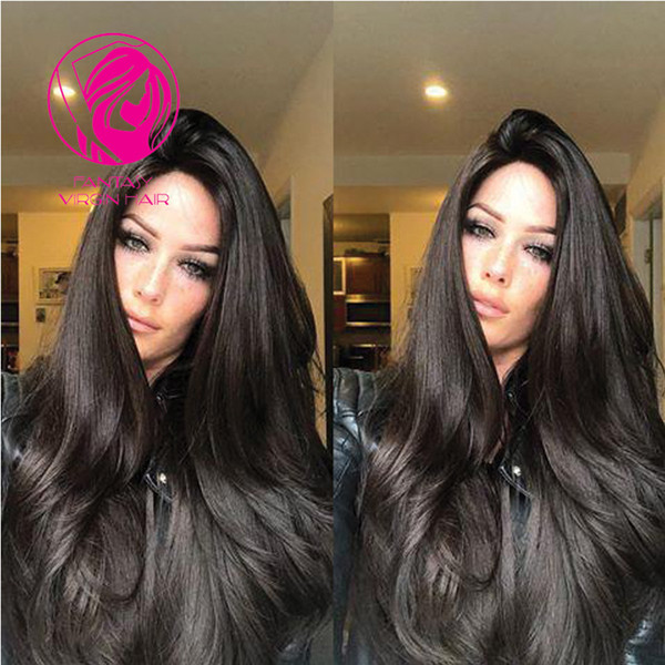 Fantasy Natural Black Long Wave Wig Human Hair Lace Front Wig with Baby Hair Brazilian Remy Hair Pre Plucked 13*4 Full Density