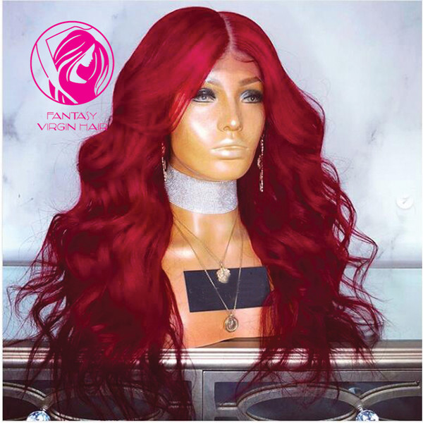 Fantasy Red Color Full Lace Human Hair Wigs Body Wavy Brazilian Remy Hair FullLace Wig Pre Plucked with Baby Hair