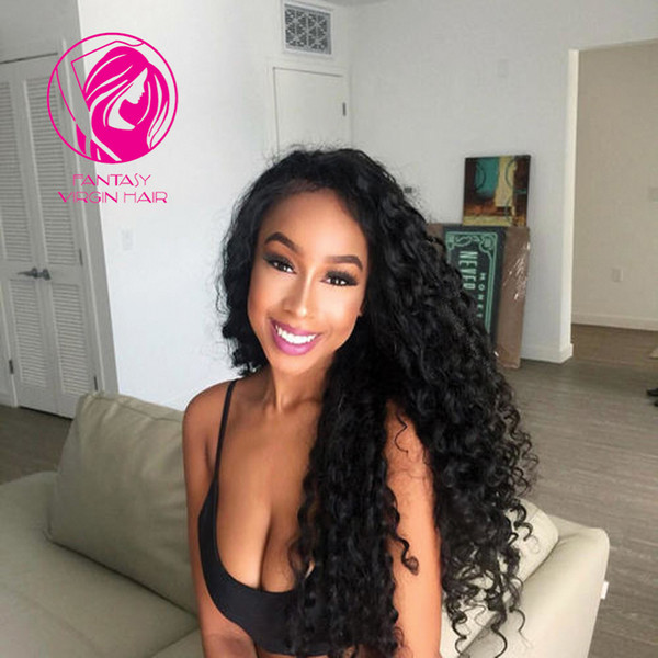 Fantasy Natural Black Curly Wigs Brazilian Lace Front Human Hair Wigs With Baby Hair Remy Hair Pre Plucked 13*4 Lace Front Wig