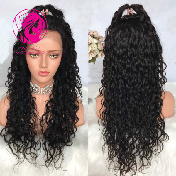 Fantasy Natural Black Curly Wigs 150%/180% Density Brazilian Remy Hair Pre Plucked 13*4 Lace Front Human Hair Wigs with Baby Hair