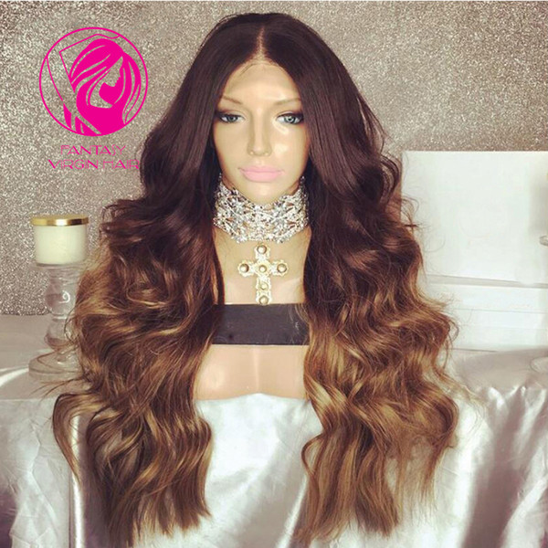 Fantasy Brazilian Body Wave Ombre Two Tone Lace Front Human Hair Wigs with Baby Hair Pre Plucked Virgin Hair Lace Front Wig