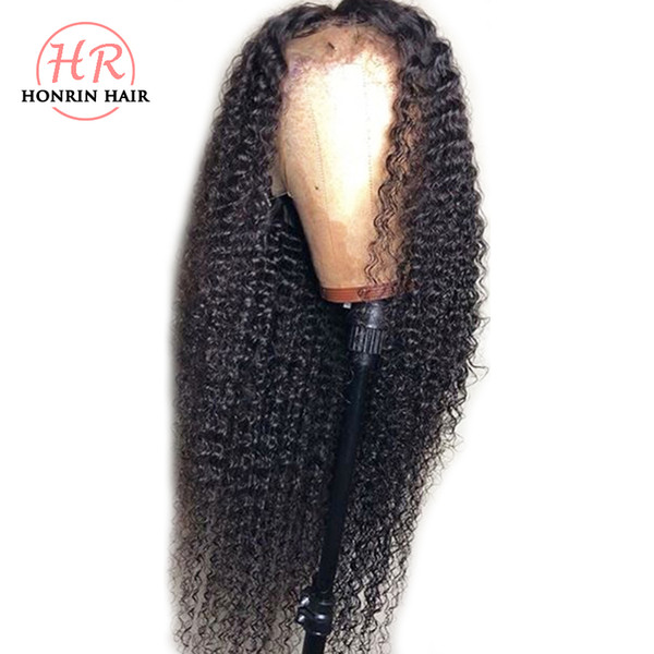 Honrin Hair Kinky Curly 360 Lace Wig Pre Plucked Hairline Brazilian Virgin Human Hair Curly Bleached Knots 150% Density With Baby Hair