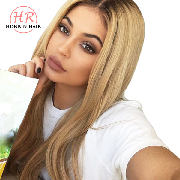 Honrin Hair Full Lace Human Hair Wig Ombre T1b/27 Straight Pre Plucked Hairline 360 Lace Wig Brazilian Virgin Hair Lace Front Wig